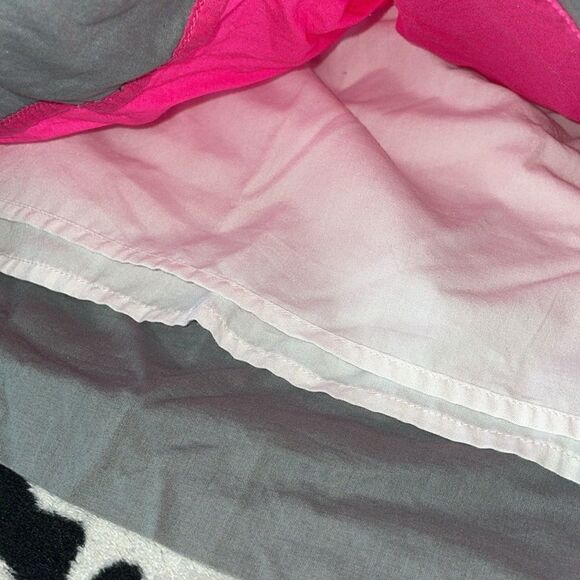 Pink twill color block pink grey pleated cotton summer mini a line skirt size 8 - Picture 6 of 9